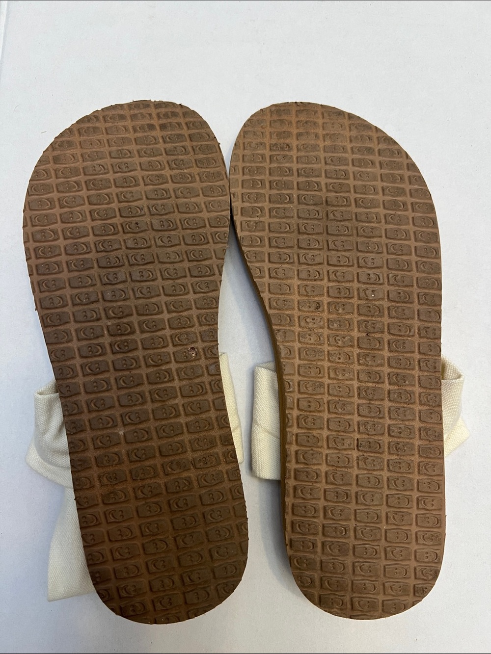 SANUK YOGA SLING SANDALS SIZE 7 TAN & CREAM - Picture 11 of 13